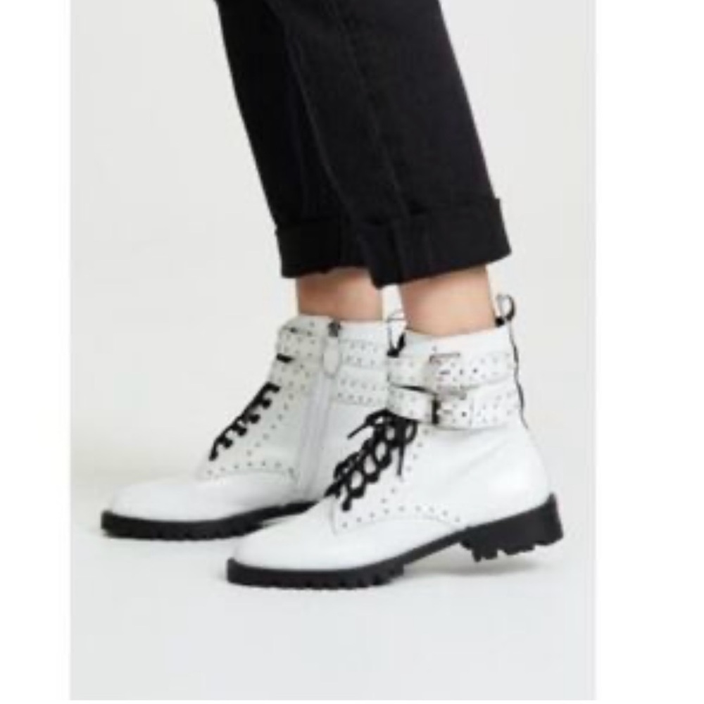 Rebecca Minkoff Jaiden Stud Combat Boots white sz 9.5 price firm!